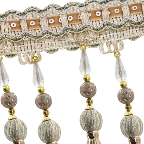 3yards Beading Fringe Trimming Long Beads Tassel Curtain Trim Ribbon Trim for Cover Edge Decorative