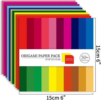 Origami Paper Kit 100 Sheets 70GSM 6 Inch Square Double Sided Color 50 Vivid Solid Colors for Hand Crafts Origami Paper Arts Creativity. Solid Color - Crafty Corner