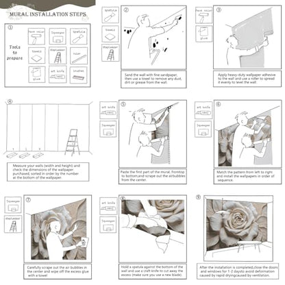 3D Rose Flower Wallpaper Large Floral wall murals for Bedroom 136"x96"