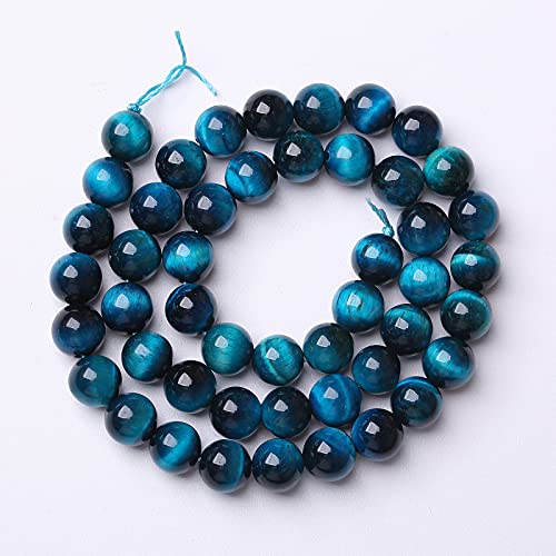 4mm 90pcs Blue Tiger Eye Gemstone Loose Beads Natural Round Stone Beads for Jewelry Making 1 Strand 15" (16 Count)