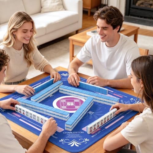 33" x 33" Mahjong Mat with Rules for Table 6 Mahjong Playing Instructions