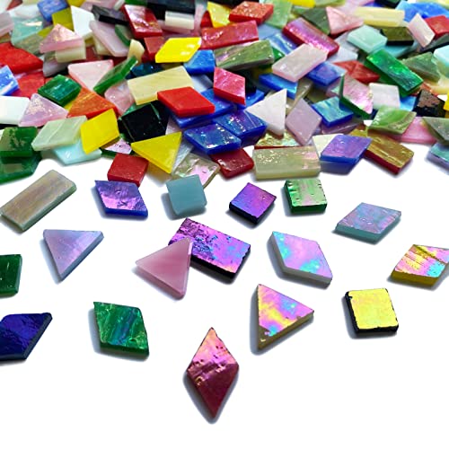 510 Pieces Iridescent Glass Mosaic Tiles for Crafts (510 Count)