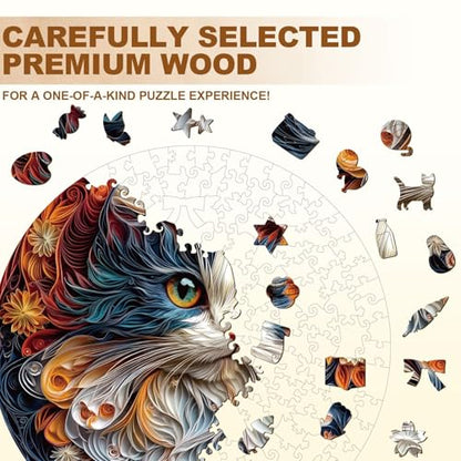 Flower the Maine Coon Cat Puzzles Adults Gifts for Women Men Wooden 280 Pieces 13.4x13.4in