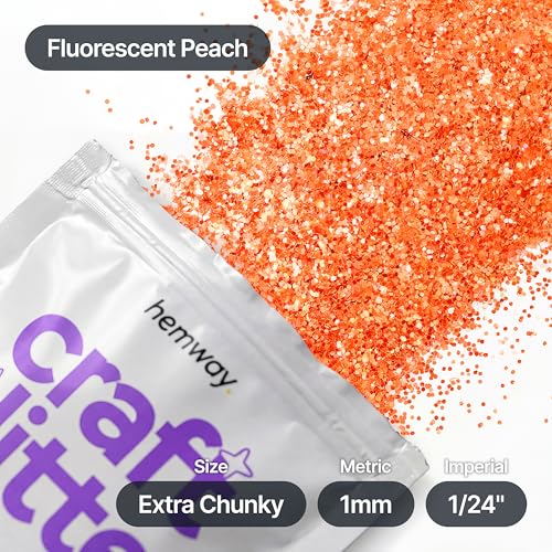 Craft Glitter Fluorescent Peach 100g Extra Chunky Glitter (3.5 Ounce)