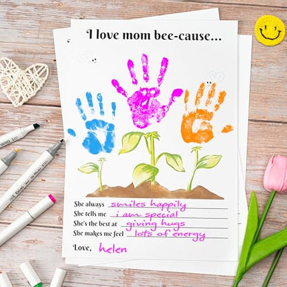 Handprint Floral Flower Bouquet Handprint Craft DIY for Mothers Day Card