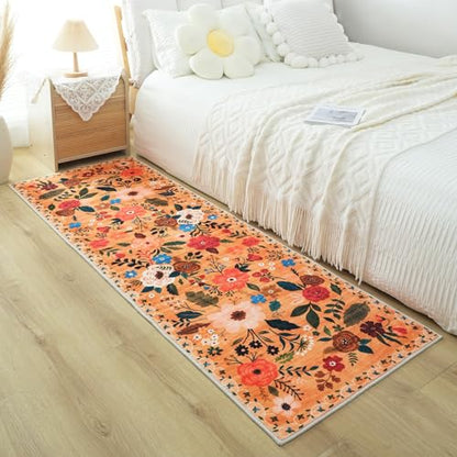 Runner Rug for Hallways Kitchen Rug Non Slip 2'6''x8' Washable Runner Rugs with Rubber Backing Soft Floral Carpet Runner for Hallways