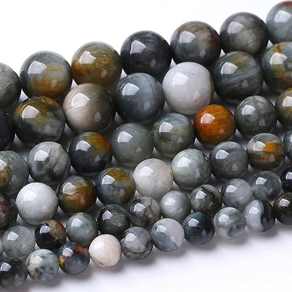 36PCS 10MM Hawk Eye Stone Beads Energy Healing Beads for DIY Jewelry Bracelet Necklace Making for Jewelry Making 15Inch
