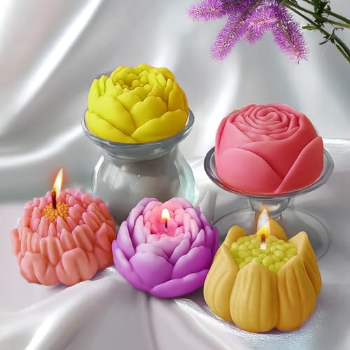 4PCS Large Flower Silicone Candle Molds