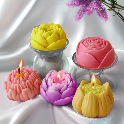 4PCS Large Flower Silicone Candle Molds