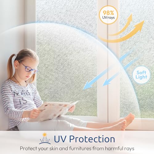 Window Privacy Film Frosted Glass Film Decorative (25.83 Sq Ft)