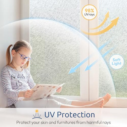 Window Privacy Film Frosted Glass Film Decorative (19.16 Sq Ft)