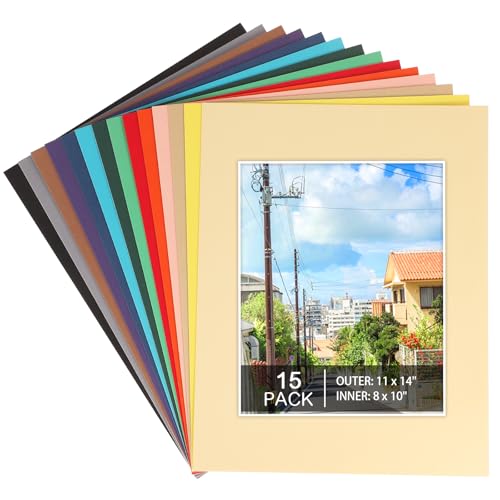 15 Pack Picture Mats 11x14 for 8x10 Photos (15 Count)