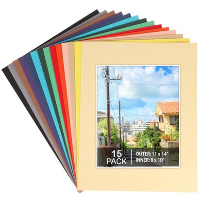 15 Pack Picture Mats 11x14 for 8x10 Photos (15 Count)