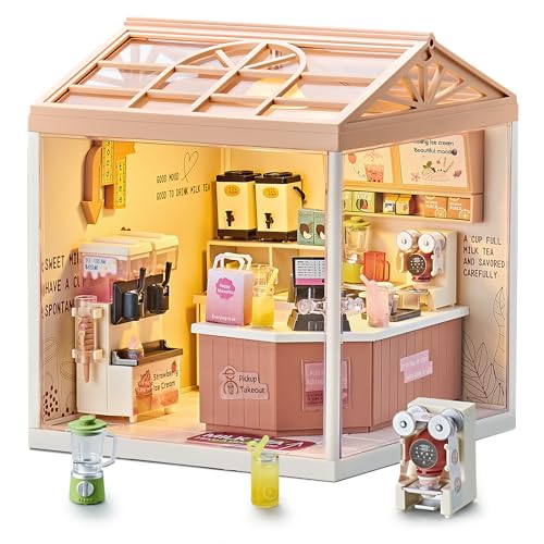 Bubble Tea Shop DIY Miniature House Kit with Light