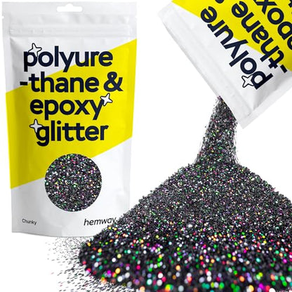 Resin Glitter Black Holographic 100g Chunky (3.5 Ounce)