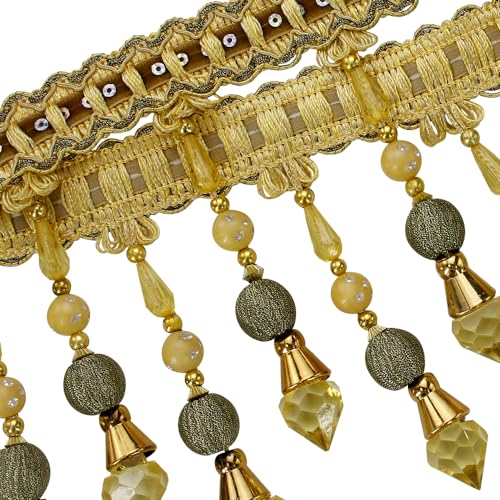 3yards Beading Fringe Trimming Long Beads Tassel Curtain Trim Ribbon Trim for Cover Edge Decorative