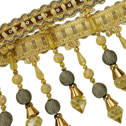 3yards Beading Fringe Trimming Long Beads Tassel Curtain Trim Ribbon Trim for Cover Edge Decorative