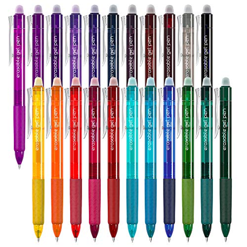 22 Colors Retractable Erasable Gel Pens Clicker (22 Count)