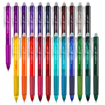 22 Colors Retractable Erasable Gel Pens Clicker (22 Count)