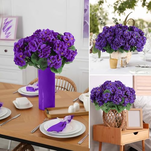 12 Pcs Artificial Geranium Flowers for Outdoors Geranium Silk Flowers Outdoor UV Resistant Garden Plants Faux Flowers for Home Kitchen Table Centerpieces Decor