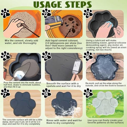 Large Paw Print Stepping Stones Mold