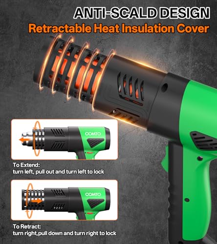 Heat Gun 1800W Variable Temperature Hot Air Gun with 4 Nozzles