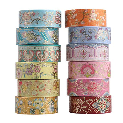 12 Rolls Vintage Washi Tape Set (12 Count)