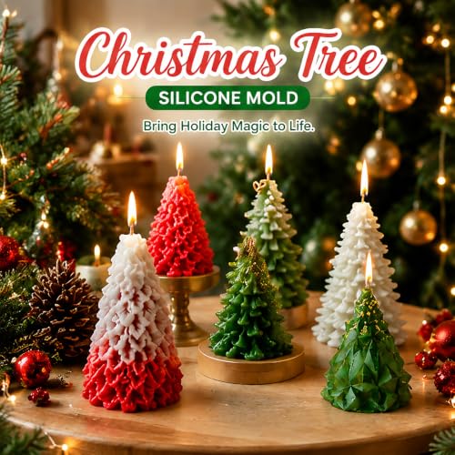 6 PCS 3D Christmas Tree Pinecone Silicone Molds
