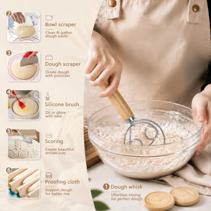 Sourdough Starter Kit 27Pcs with Round and Oval Banneton Basket (27 Count)