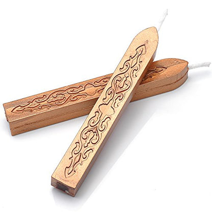 5Pcs Dark Golden Sealing Wax Sticks with Wicks for Wax Seal Stamp (5 Count)