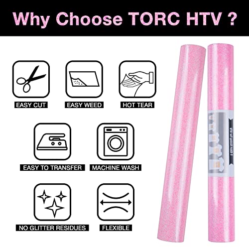 Pink Glitter HTV Heat Transfer Vinyl Roll 12 inch x 5 ft Iron on Vinyl for T Shirts Crafts