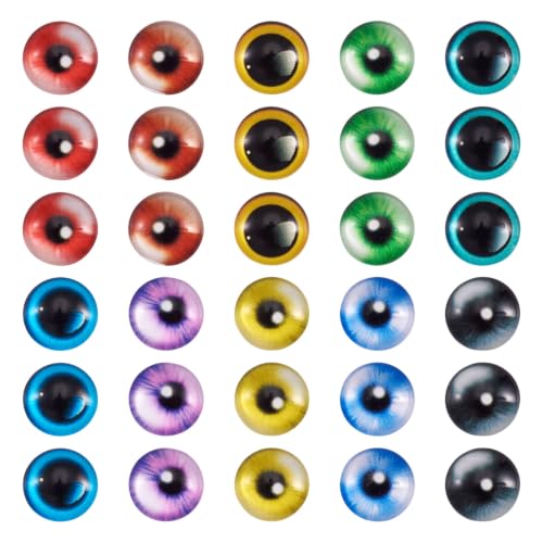 70Pcs 8mm Eye Printed Mosaic Tile Glass Cabochon