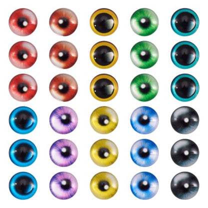70Pcs 8mm Eye Printed Mosaic Tile Glass Cabochon