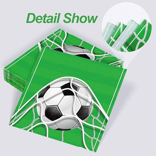 48 Pieces Soccer Paper Napkins Disposable Football Party Napkins Sports Ball Napkins Soccer Cocktail Dinner Napkin Set 13" x 13" Unfolded Football Tableware Napkins for Sports Party Supplies (48 Count)