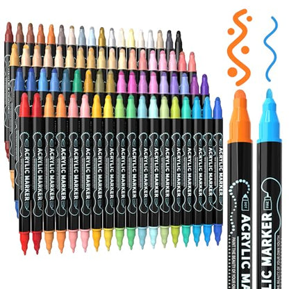 72 Colors Precision Dual Tip Acrylic Paint Markers Pens (72 Count)