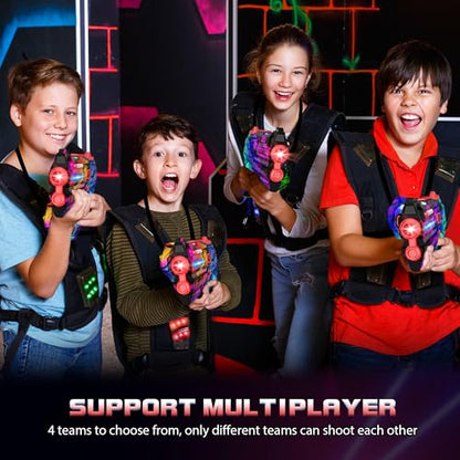 Laser Tag Guns Set of 4 Laser Tag Guns with Digital LED Score Display Vests (4 Count)