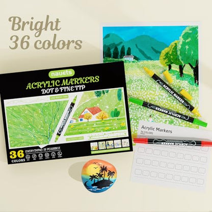36 Colors Precision Dual Tip Acrylic Paint Markers Pens (36 Count)