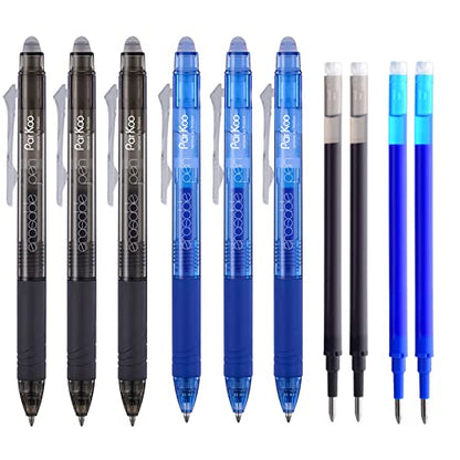 Retractable Erasable Gel Pens Clicker Fine Point 0.7 mm (10 Count)