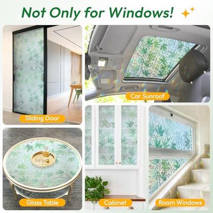 Rainbow Window Privacy Film Decorative Stained Glass Diamond Pattern Window Sticker with Iridescent Tint Non (12.92 Sq Ft)