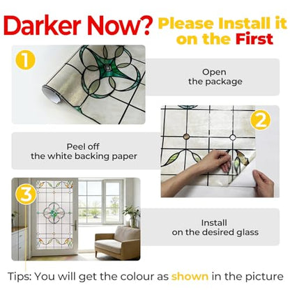 3D Stained Glass Window Privacy Film Decorative Non