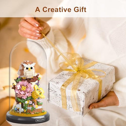 Owl Flower Bouquet Building Set Plants Friend Set Adults Bonsai Tree Party Favors for Kids Animal Building Blocks Set Valentine's Birthday Gift for Girlfriend Boys Girls Age 6