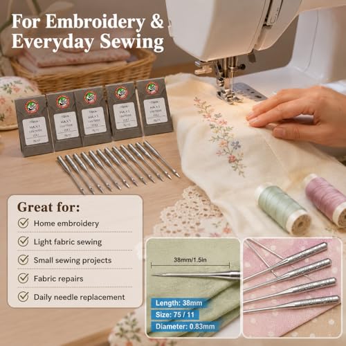 50 PCS Sewing Machine Needles for Brother (50 Count)