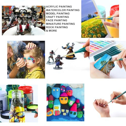10Pcs Extra Fine Tip Detail Brushes for Model Miniature Painting and Acrylic Watercolor Painting (10 Count)