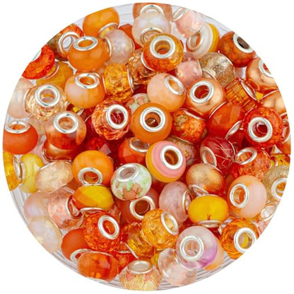 Orange Mix Large Hole Beads (100 Count)