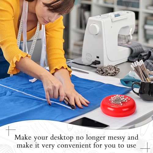 2 Pieces Magnetic Pin Holder Sewing Bobby Pin Cushion Needle Round Paper Clip Holder Magnetic Cushion Sewing Magnet Push for Hairclip Storage Case Cushions Supplies Organizer (2 Count)