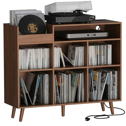 Large Record Player Stand with Vinyl Storage Cabinet