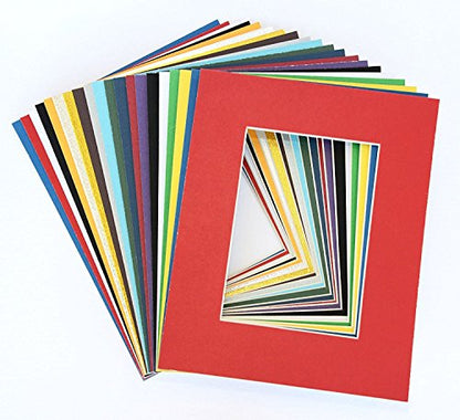 topseller100 Pack of 20 MIXED COLORS 16x20 Picture Mats Matting with White Core Bevel Cut for 11x14 Pictures