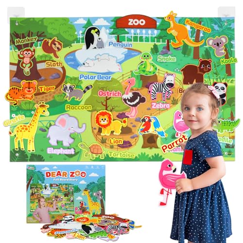 43x28 inch Zoo Animals Felt Story Board Set (41 Count)