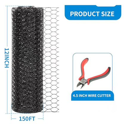12'' x 150' Black Chicken Wire Mesh Fence