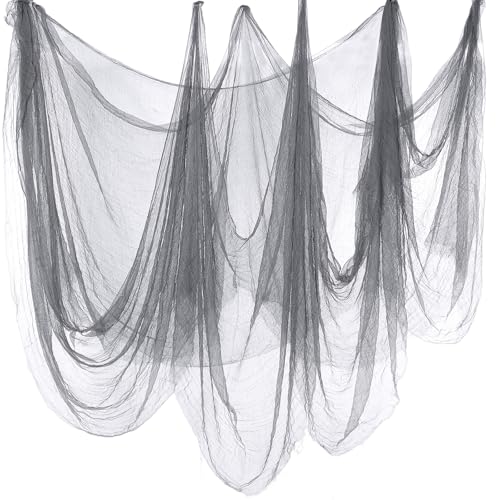 Halloween Cheese cloth 84.65 x 590.55 Inch Gray Cheesecloth Roll for Crafts Large Cotton Muslin Gauze Fabric for Halloween Outdoor & Indoor Spooky Decoration